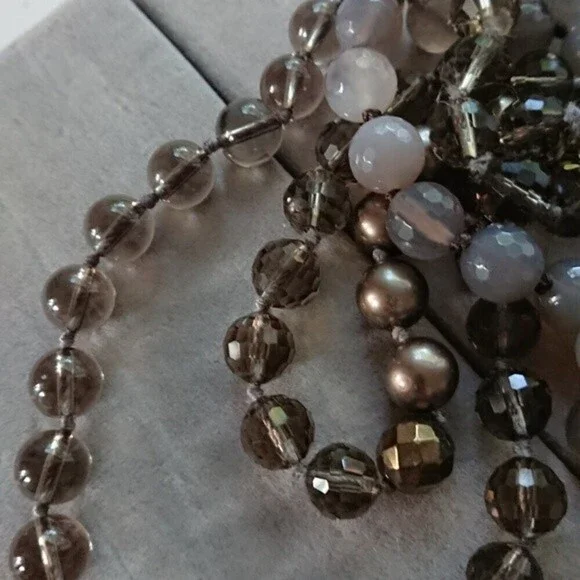 Stella & Dot glass, faux pearls Necklace